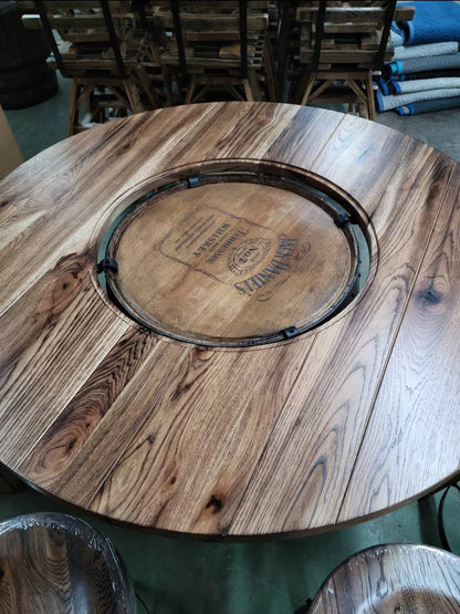 48 Inch Whiskey Barrel Table Top with Glass Inlay