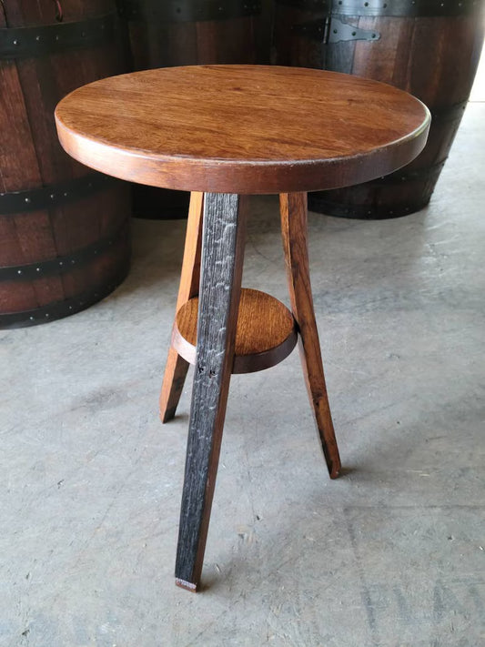 Oak Whiskey Barrel Stave Plant Stand | Handcrafted Rustic Barrel Wood Accent Table Made in USA