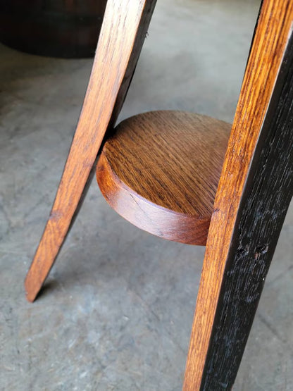 Oak Whiskey Barrel Stave Plant Stand | Handcrafted Rustic Barrel Wood Accent Table Made in USA