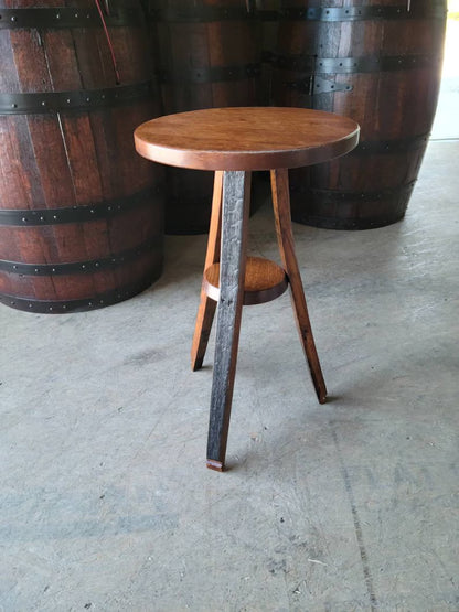 Oak Whiskey Barrel Stave Plant Stand | Handcrafted Rustic Barrel Wood Accent Table Made in USA