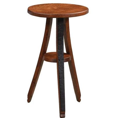 Oak Whiskey Barrel Stave Plant Stand | Handcrafted Rustic Barrel Wood Accent Table Made in USA