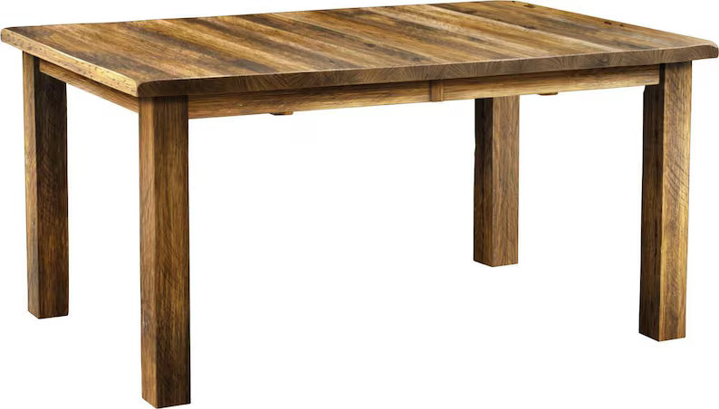 Amish Reclaimed Barn Wood Extension Table | 42" x 60" Dining Table with Leaves
