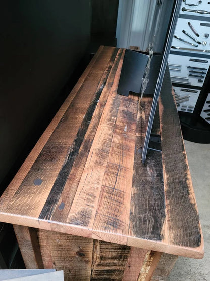 Handcrafted Reclaimed Barnwood TV Stand with Sliding Barn Doors