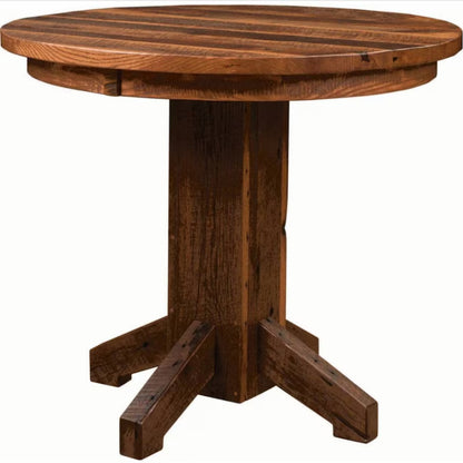 Amish Reclaimed White Oak Pub Table | 48" Solid Barn Wood Dining Table
