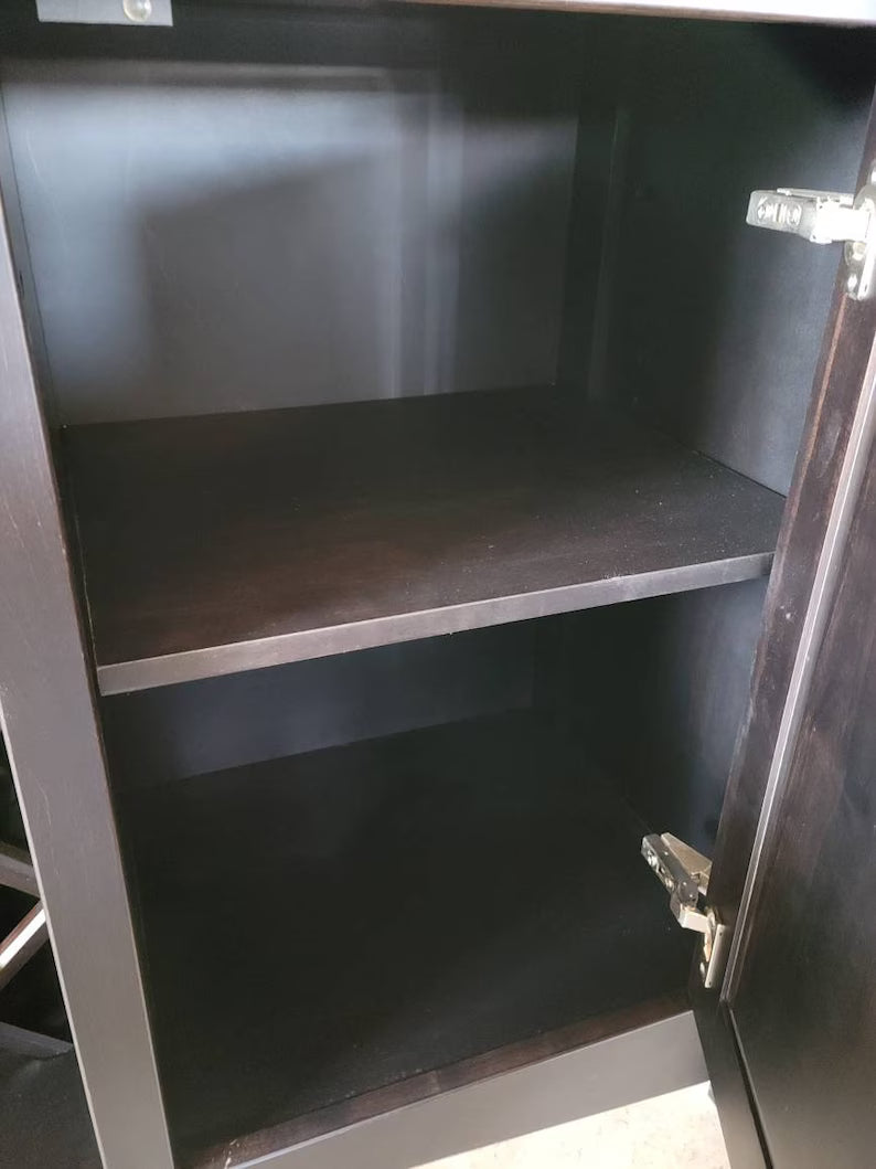 Rustic Live Edge Oak Wine Buffet Cabinet with Mirror | Handmade Wood Wine Bar Console