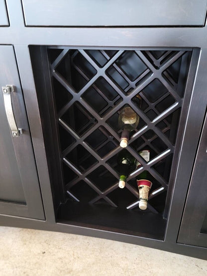 Rustic Live Edge Oak Wine Buffet Cabinet with Mirror | Handmade Wood Wine Bar Console