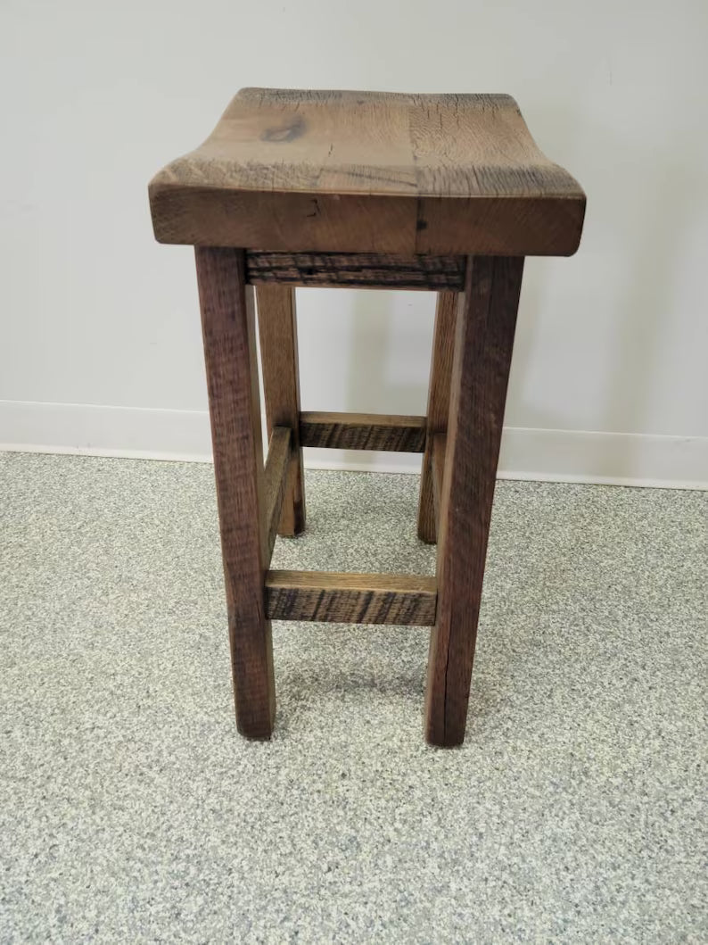 Reclaimed Barnwood Bar Stool – 24 or 30 Inch Height