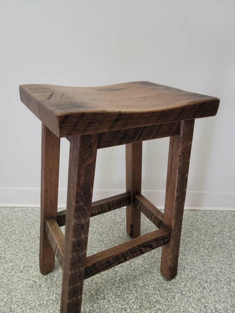 Reclaimed Barnwood Bar Stool – 24 or 30 Inch Height