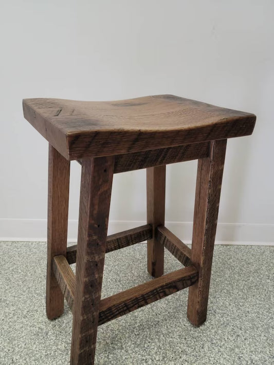 Reclaimed Barnwood Bar Stool – 24 or 30 Inch Height