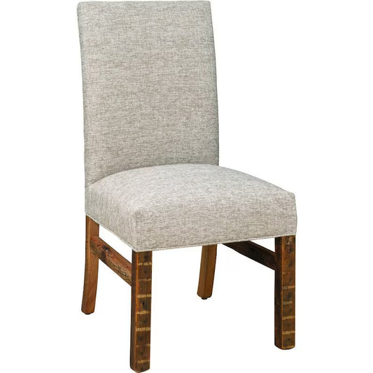 Reclaimed Barnwood Dining Chair – Rustic Upholstered Side Chair with Natural Finish