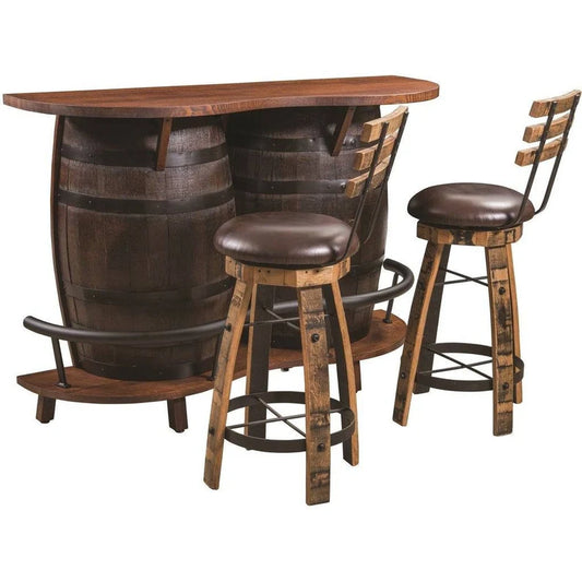 Hand Built Whiskey Barrel Bar, White Oak Top, Kentucky Bourbon Barrel