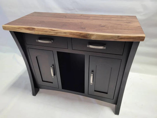 Live Edge Walnut Mini Buffet with Maple Base | Handcrafted Wood Storage Cabinet