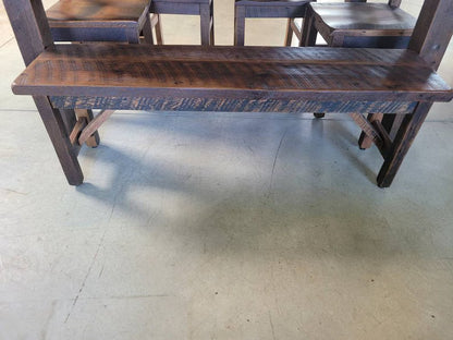 Reclaimed Barnwood Dining Table Set – Amish Oak Table with Chairs & Bench