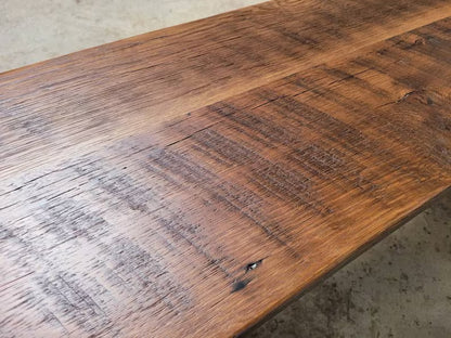 Reclaimed Barnwood Dining Table Set – Amish Oak Table with Chairs & Bench