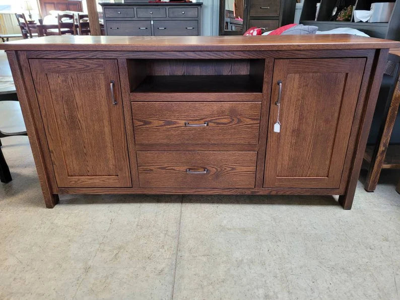 Amish Solid Oak TV Console | Handcrafted USA Entertainment Center