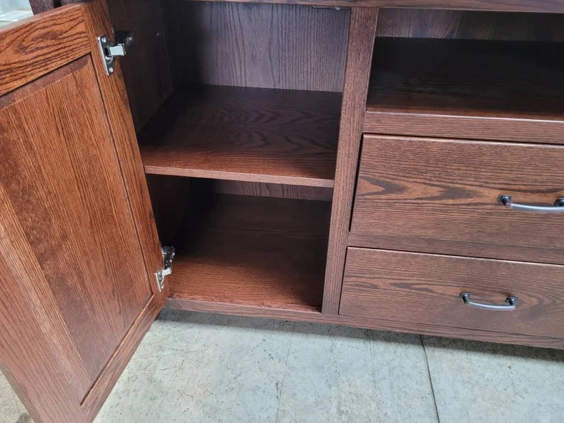 Amish Solid Oak TV Console | Handcrafted USA Entertainment Center