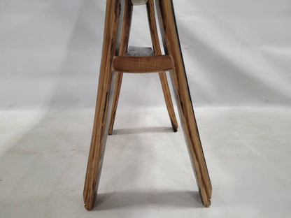 Live Edge Maple End Table with Whiskey Barrel Stave Legs – Rustic Side Table