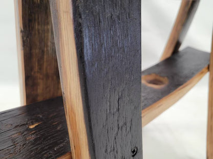 Live Edge Maple End Table with Whiskey Barrel Stave Legs – Rustic Side Table