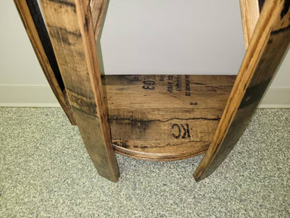 Rustic Whiskey Barrel Stave Side Table | Handmade Reclaimed White Oak Furniture