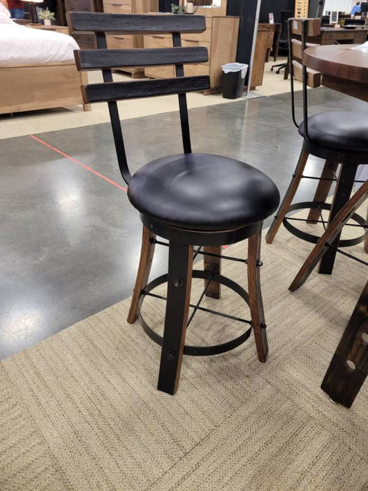 Whiskey Barrel Stave Bar Stool – Rustic Handmade Pub Stool with Cushion