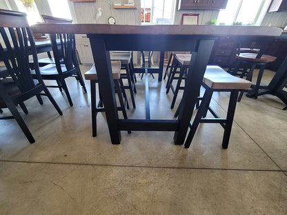 Brown Maple High Top Farmhouse Table – Solid Wood Rustic Dining Table