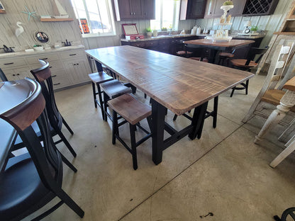 Brown Maple High Top Farmhouse Table – Solid Wood Rustic Dining Table