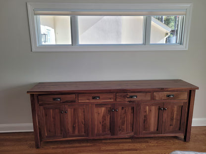 Amish Solid Walnut Sideboard Buffet | Handcrafted Rustic Walnut Cabinet Made in USA