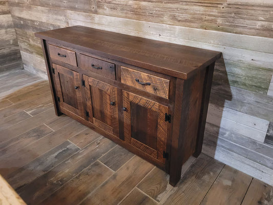Reclaimed Barn Wood Buffet – Amish Handmade Solid Wood Sideboard (60” Rustic Farmhouse Storage Cabinet)