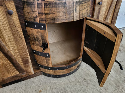 Amish Whiskey Barrel Vanity with Concrete Sink | Reclaimed Wood Bathroom Vanity