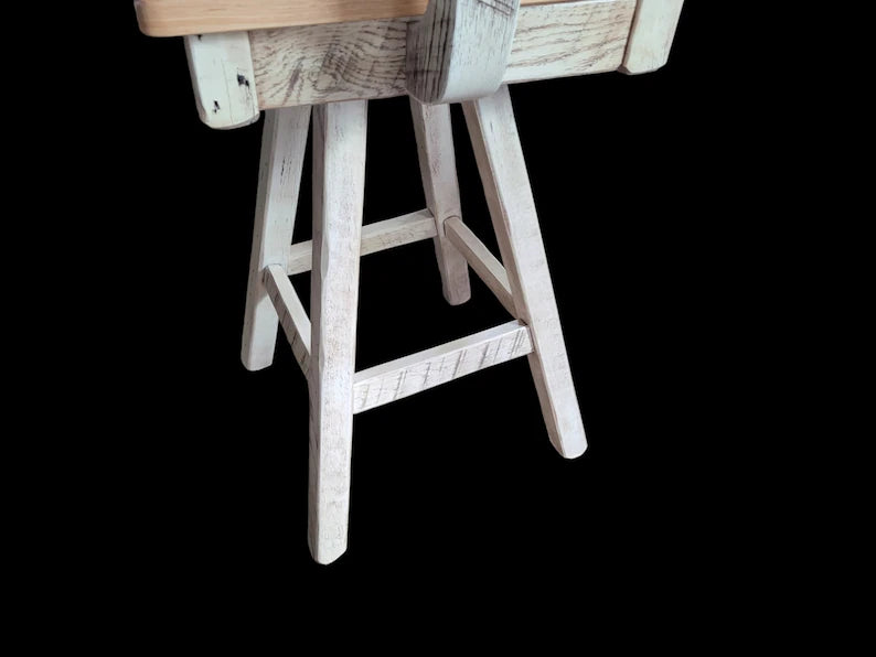 Amish Reclaimed Barnwood Swivel Bar Stool with Hickory Seat
