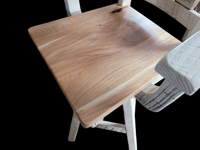 Amish Reclaimed Barnwood Swivel Bar Stool with Hickory Seat