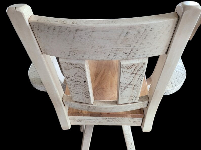 Amish Reclaimed Barnwood Swivel Bar Stool with Hickory Seat