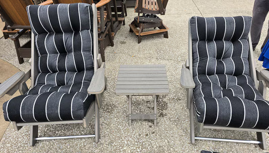 Amish Poly Reclining Adirondack Chair Set with Table & Footrests