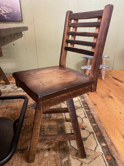 Reclaimed Barnwood Swivel Bar Stool with Whiskey Barrel Back | Amish Made (24” & 30”)