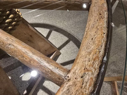 Authentic Wagon Wheel Pub Table with Tempered Glass Top
