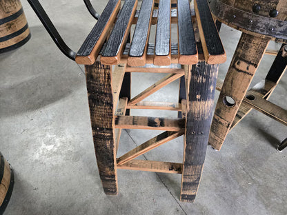Buffalo Trace Whiskey Barrel Pub Table Set with 2 Stools | Rustic Bourbon Furniture