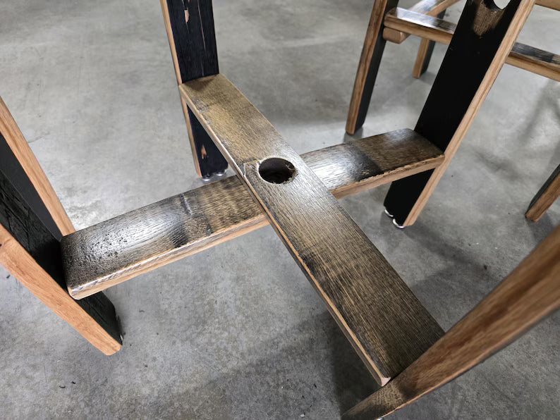 Buffalo Trace Whiskey Barrel Pub Table Set with 2 Stools | Rustic Bourbon Furniture
