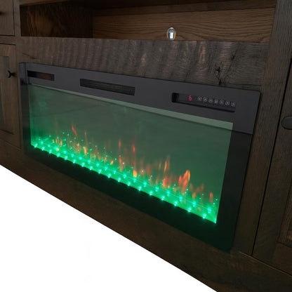 Reclaimed Barn Wood Fireplace TV Stand – Amish Rustic Entertainment Center 72”