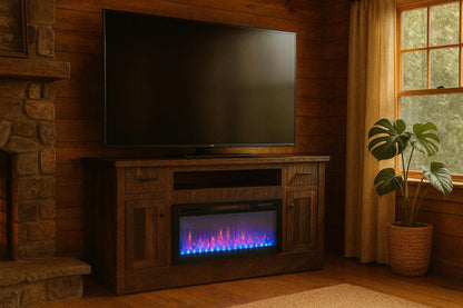 Reclaimed Barn Wood Fireplace TV Stand – Amish Rustic Entertainment Center 72”