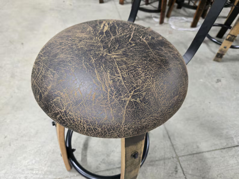Whiskey Barrel Table Set with Concrete Top – 48” Square Bar Table & 4 Stools