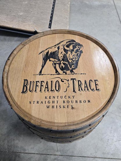 Whiskey Barrel Table Set with Concrete Top – 48” Square Bar Table & 4 Stools