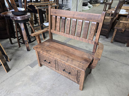 Handmade Reclaimed Wood Deacon Bench | Rustic Farmhouse Entryway Bench