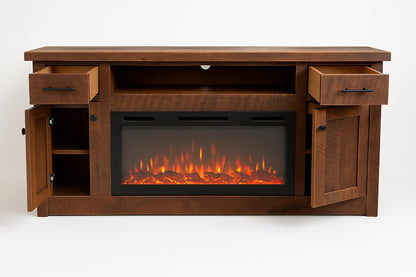 Reclaimed Barn Wood Fireplace TV Stand – Amish Rustic Entertainment Center 72”