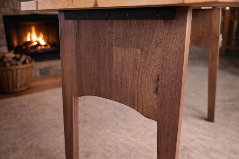 Amish Handbuilt Wormy Maple & Rustic Walnut Folding Fireside Table – Solid Wood Accent Table – Small Space Side Table – Handmade Heirloom