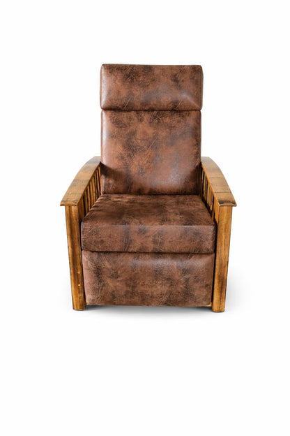 Amish Whiskey Barrel Stave Pushback Recliner | Rustic Hickory Chair