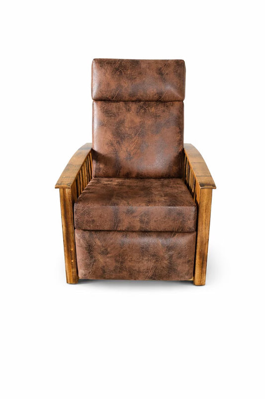 Amish Whiskey Barrel Stave Pushback Recliner | Rustic Hickory Chair