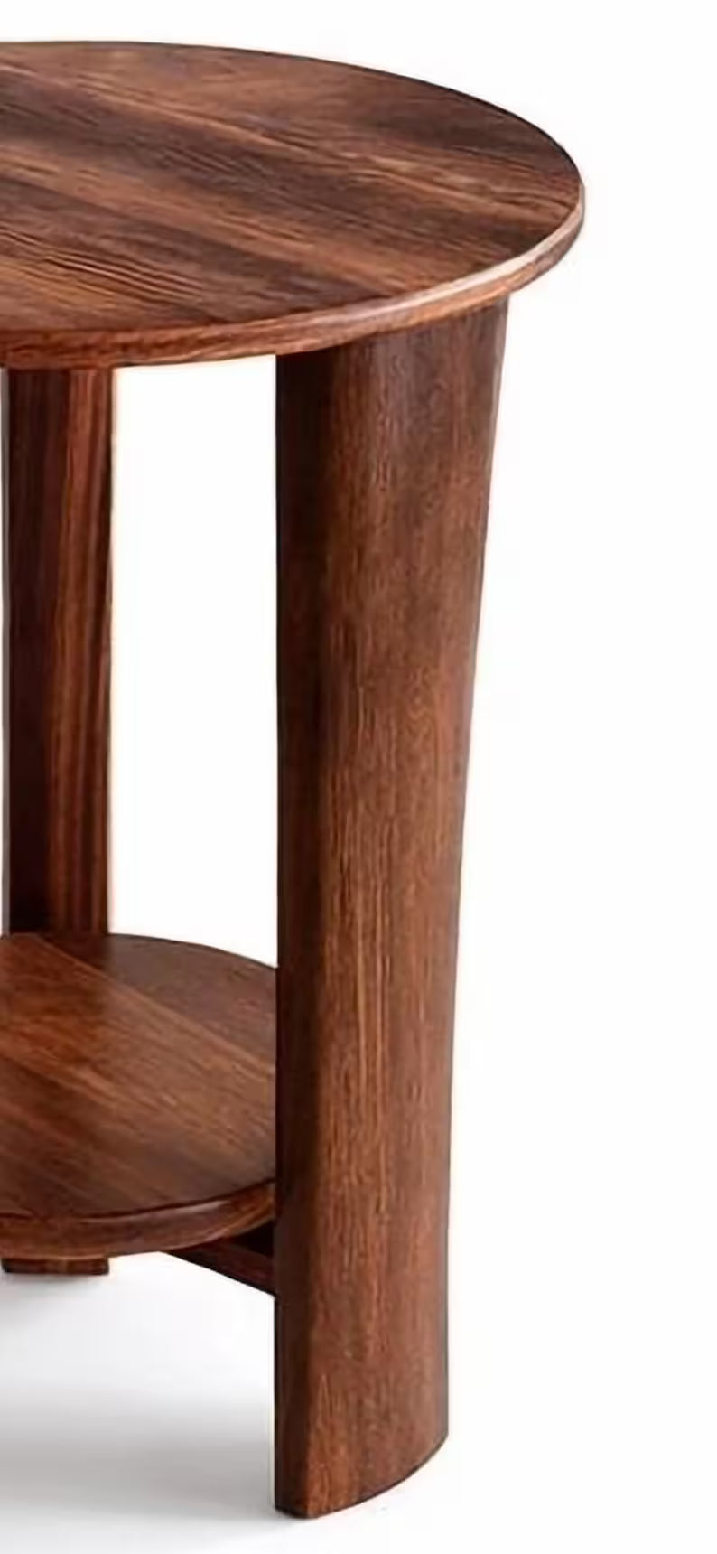 Reclaimed Barn Wood Round End Table with Shelf | Amish Handcrafted Rustic Chairside Table