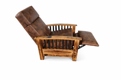 Amish Whiskey Barrel Stave Pushback Recliner | Rustic Hickory Chair