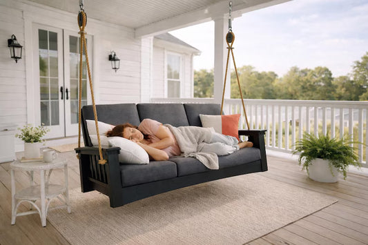 83 Inch Amish Poly Mission Sofa Porch Swing with Rope