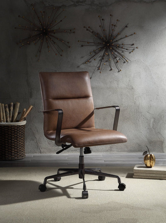 Indra Vintage Chocolate Top Grain Leather Office Chair - 1st Choice Furniture Direct